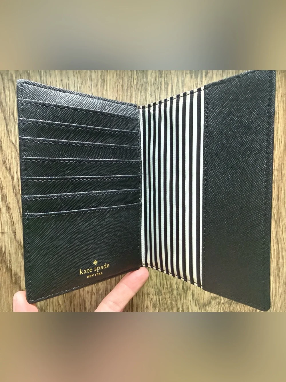 Kate Spade- Cameron Street Saffiano Leather Passport/Wallet Holder Black